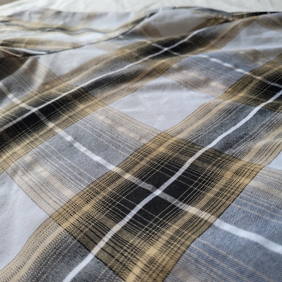 Yago Shirt Mens 3XL Short Sleeve Shirt Black Tan White Plaid Outdoor Casual - Picture 4 of 5